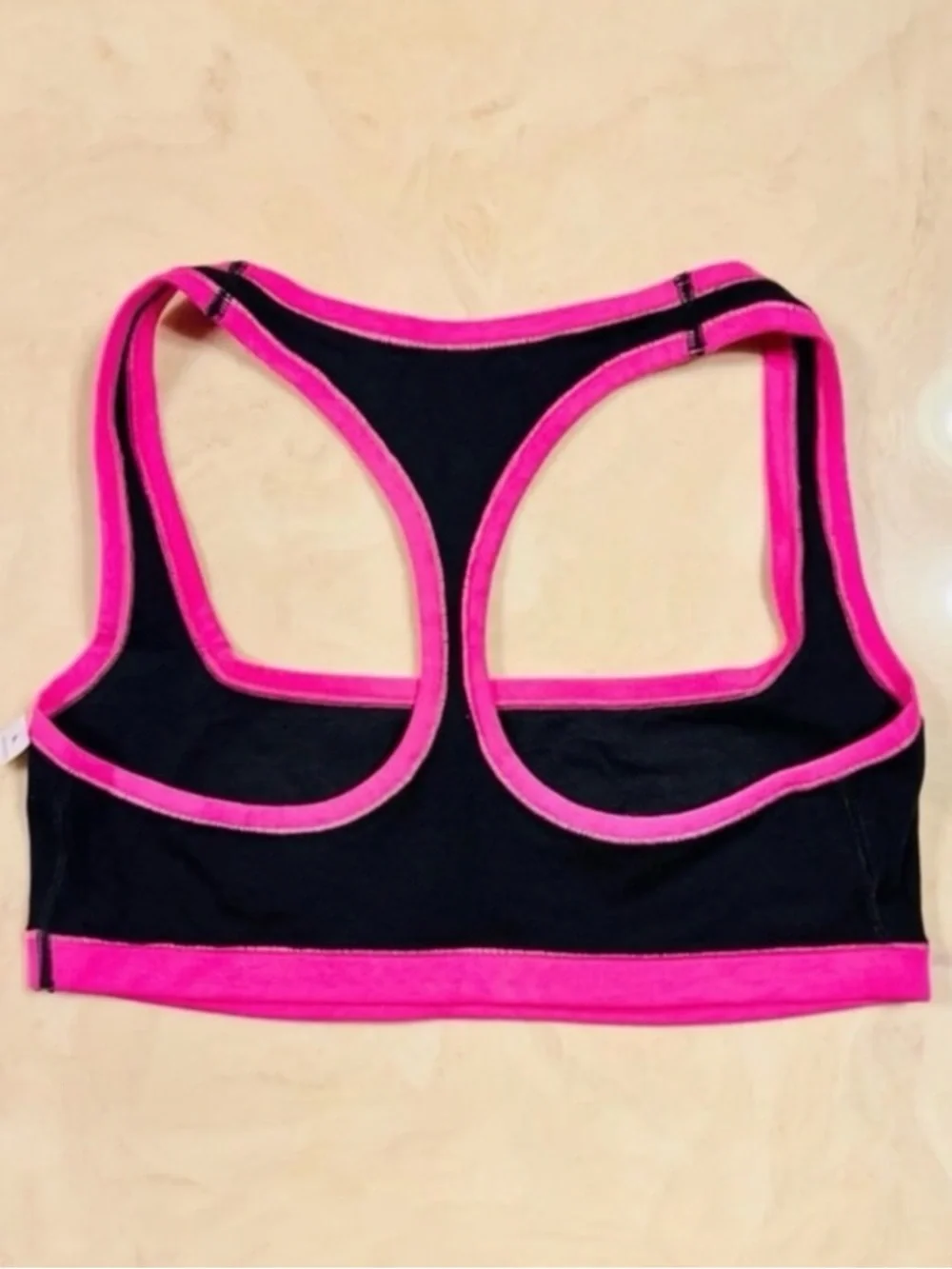 PINK VICTORIA’S SECRET Cotton Dorm Racerback Black Pink Bling VIRAL Bralette XL - Picture 7 of 12